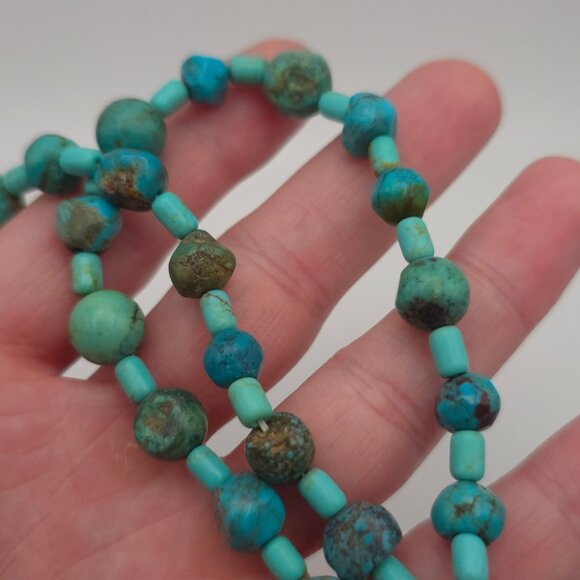 18 Inch 925 Sterling Silver Turquoise And Other Stones Necklace B38 - Picture 3 of 7